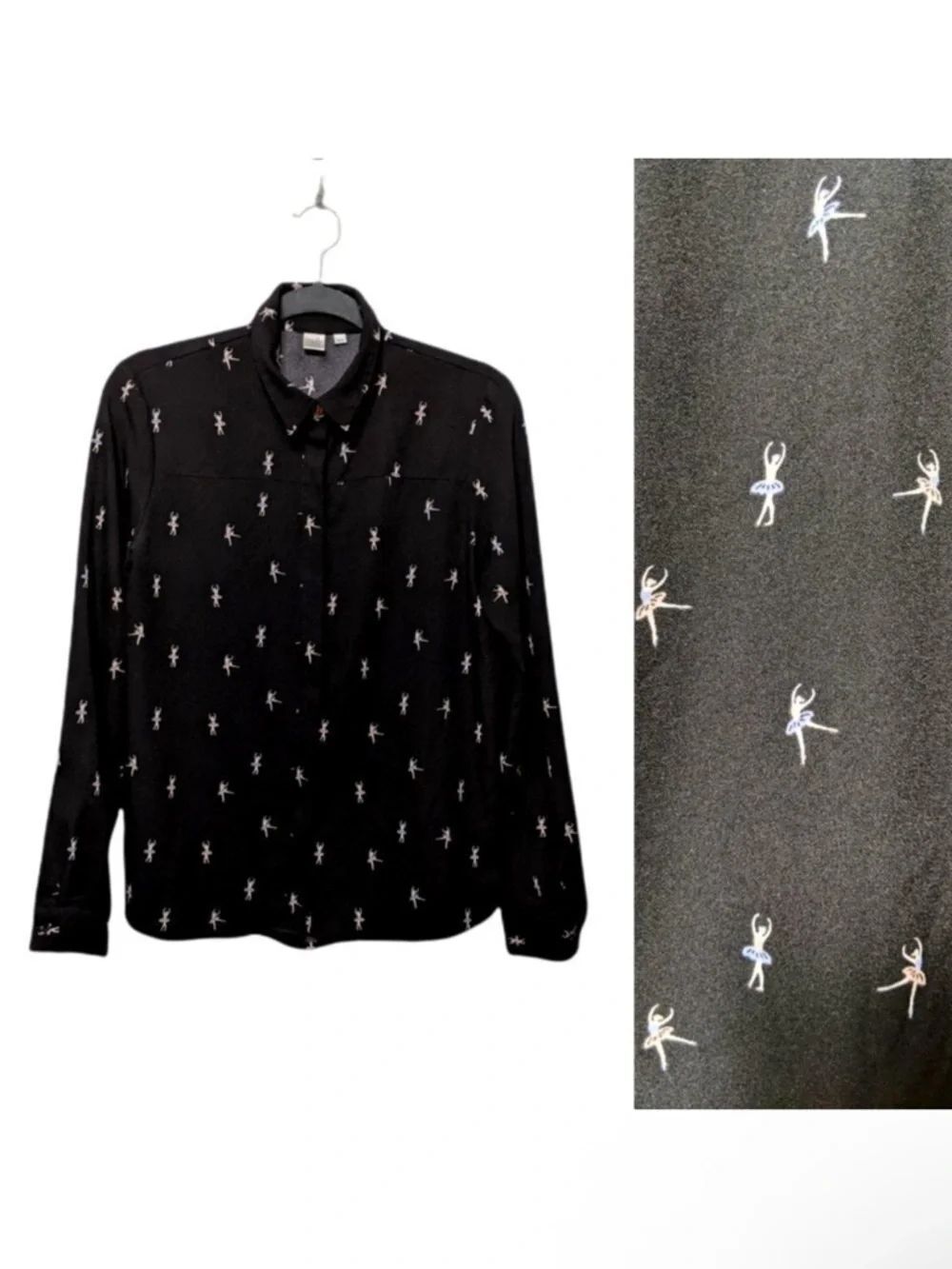 TWIK Ballerina Print Button Front Shirt M